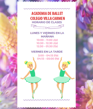 Cartel con horario de clases de ballet